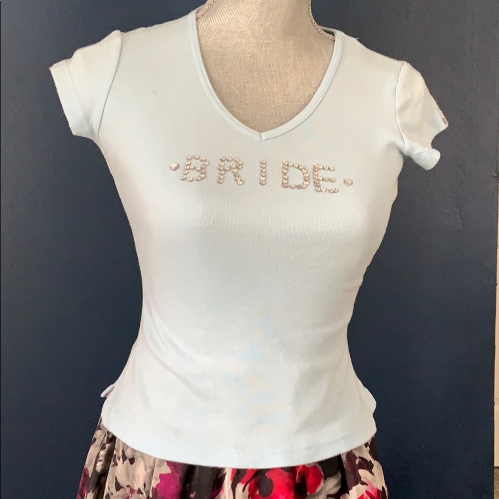 🦄 2 for 15🌺 Super CUTE 👰🏻BRIDE👰🏼 Baby Blue Baby Tee👰🏾